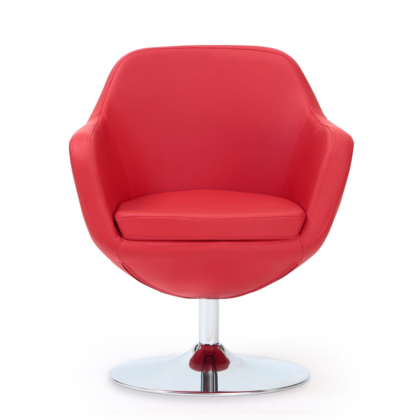 Caisson Modern Upholstered Swivel Lounge Chair in Red AC028-RD