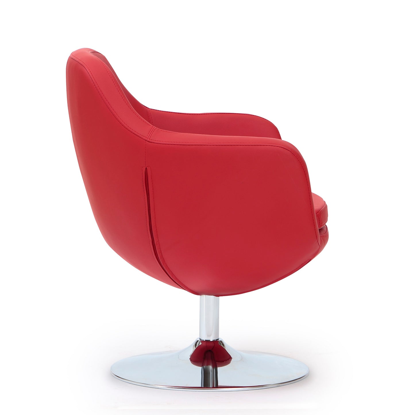 Manhattan Comfort Caisson Red and Polished Chrome Faux Leather Swivel Accent Chair AC028-RD