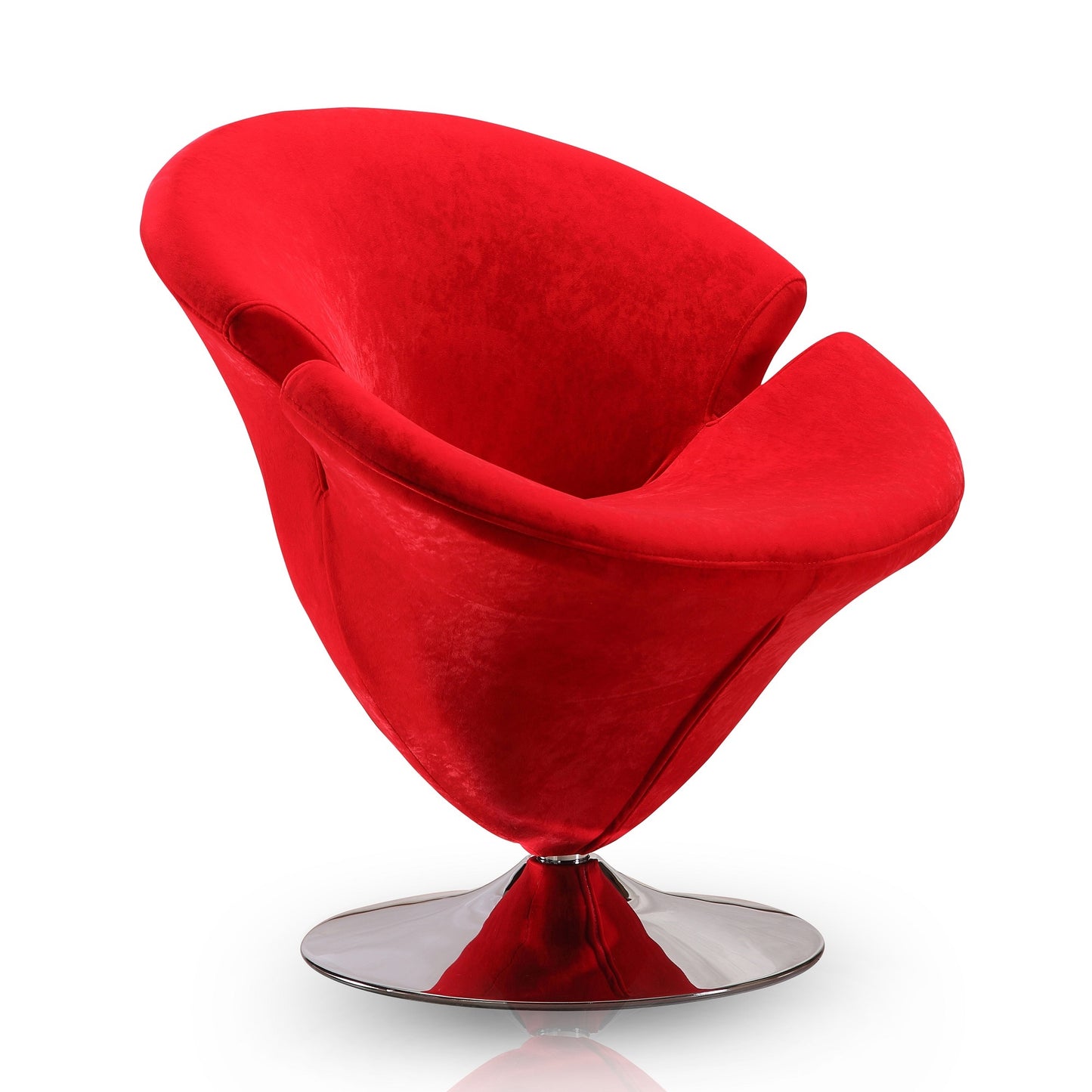 Tulip Modern Velvet Swivel Lounge Chair in Red AC029-RD