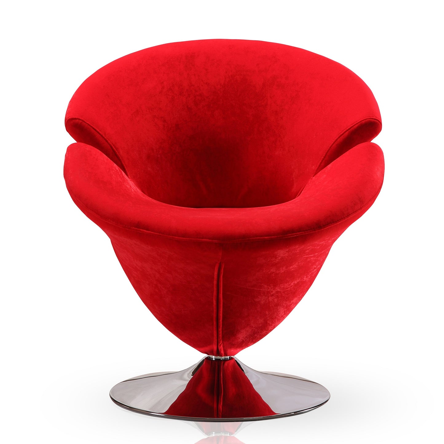 Tulip Modern Velvet Swivel Lounge Chair in Red AC029-RD