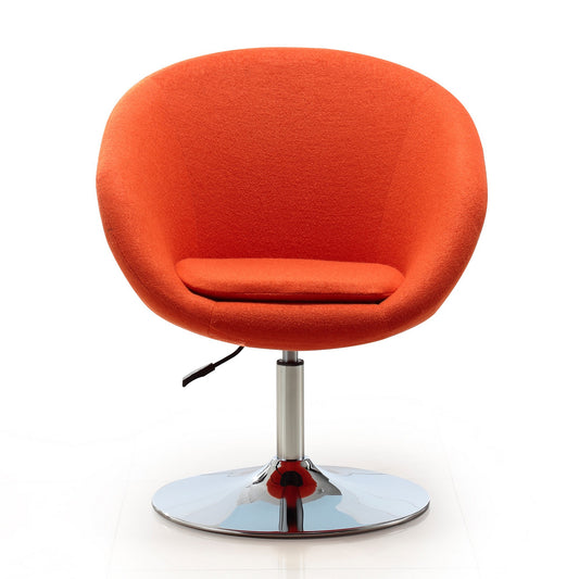 Manhattan Comfort Hopper Orange and Polished Chrome Wool Blend Adjustable Height Chair AC036-OR