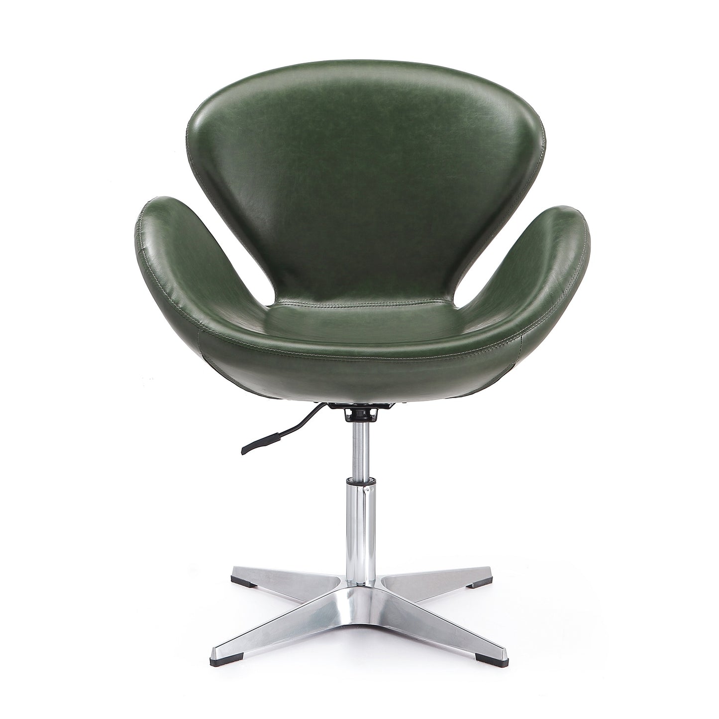 Manhattan Comfort Raspberry Forest Green and Polished Chrome Faux Leather Adjustable Swivel Chair AC038-FG