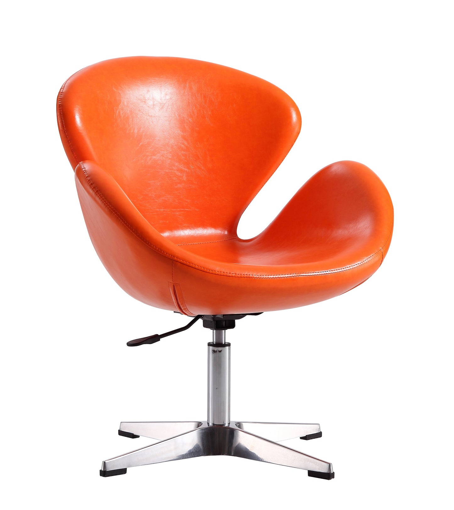 Manhattan Comfort Raspberry Tangerine and Polished Chrome Faux Leather Adjustable Swivel Chair AC038-TR
