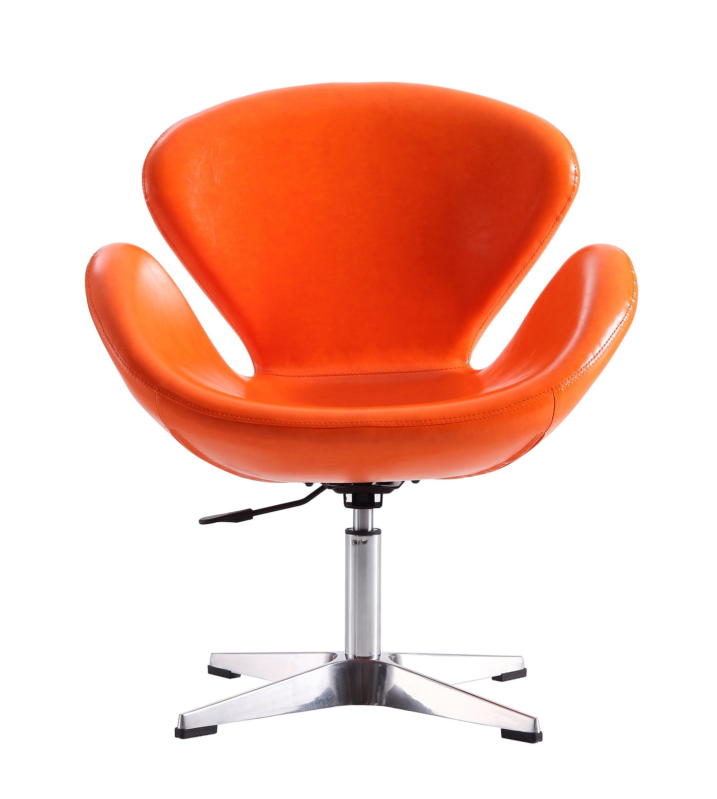 Manhattan Comfort Raspberry Tangerine and Polished Chrome Faux Leather Adjustable Swivel Chair AC038-TR