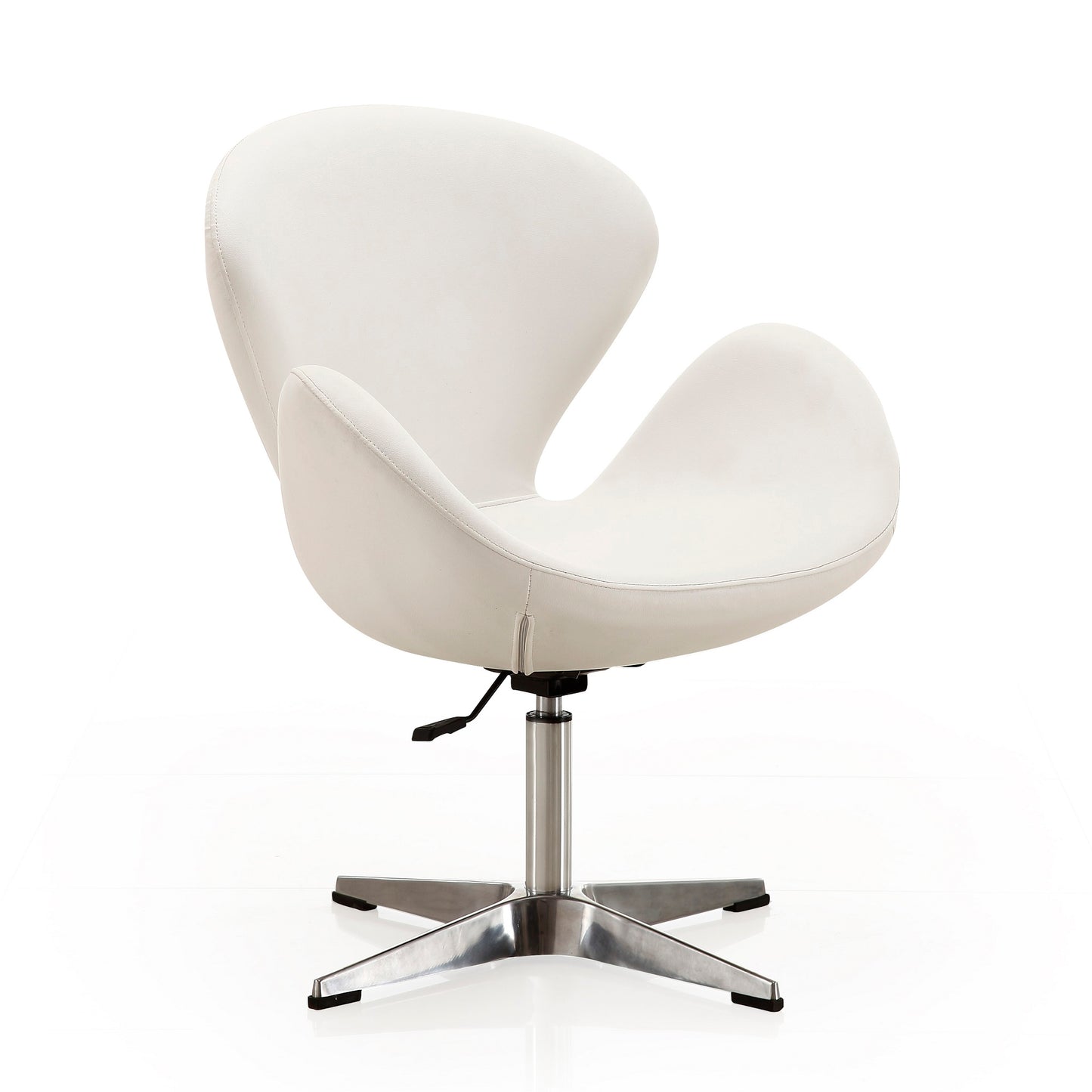 Raspberry Modern Upholstered Swivel Lounge Chair in White AC038-WH