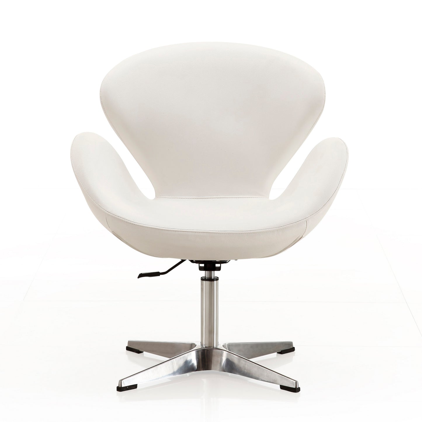 Manhattan Comfort Raspberry White and Polished Chrome Faux Leather Adjustable Swivel Chair AC038-WH