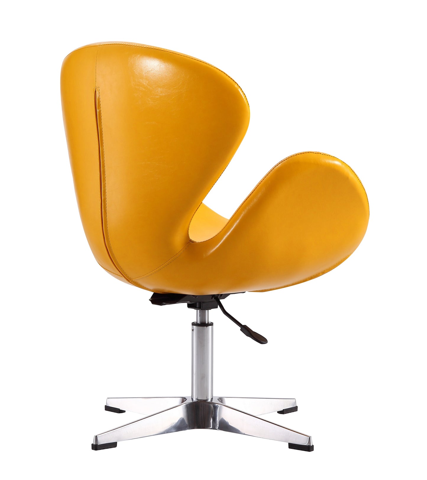 Manhattan Comfort Raspberry Yellow and Polished Chrome Faux Leather Adjustable Swivel Chair AC038-YL
