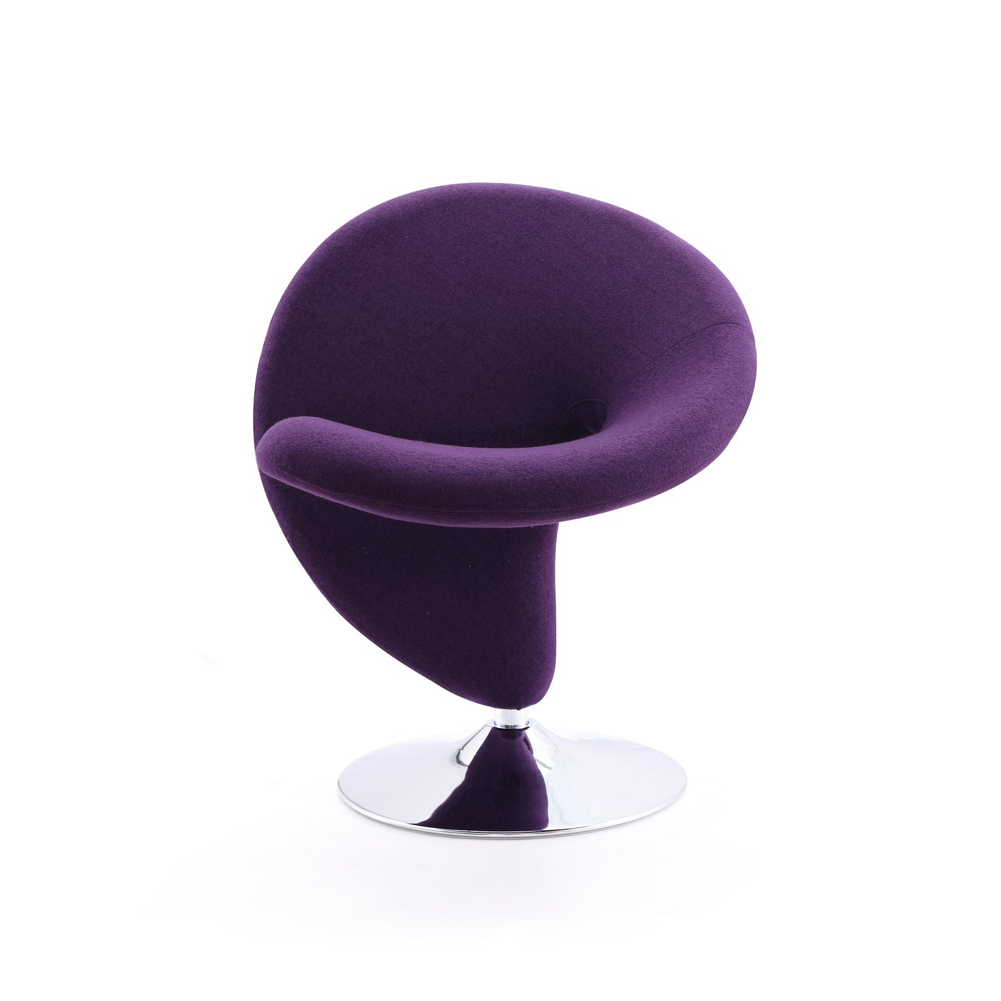 Manhattan Comfort Curl Purple and Polished Chrome Wool Blend Swivel Accent Chair AC040-EP