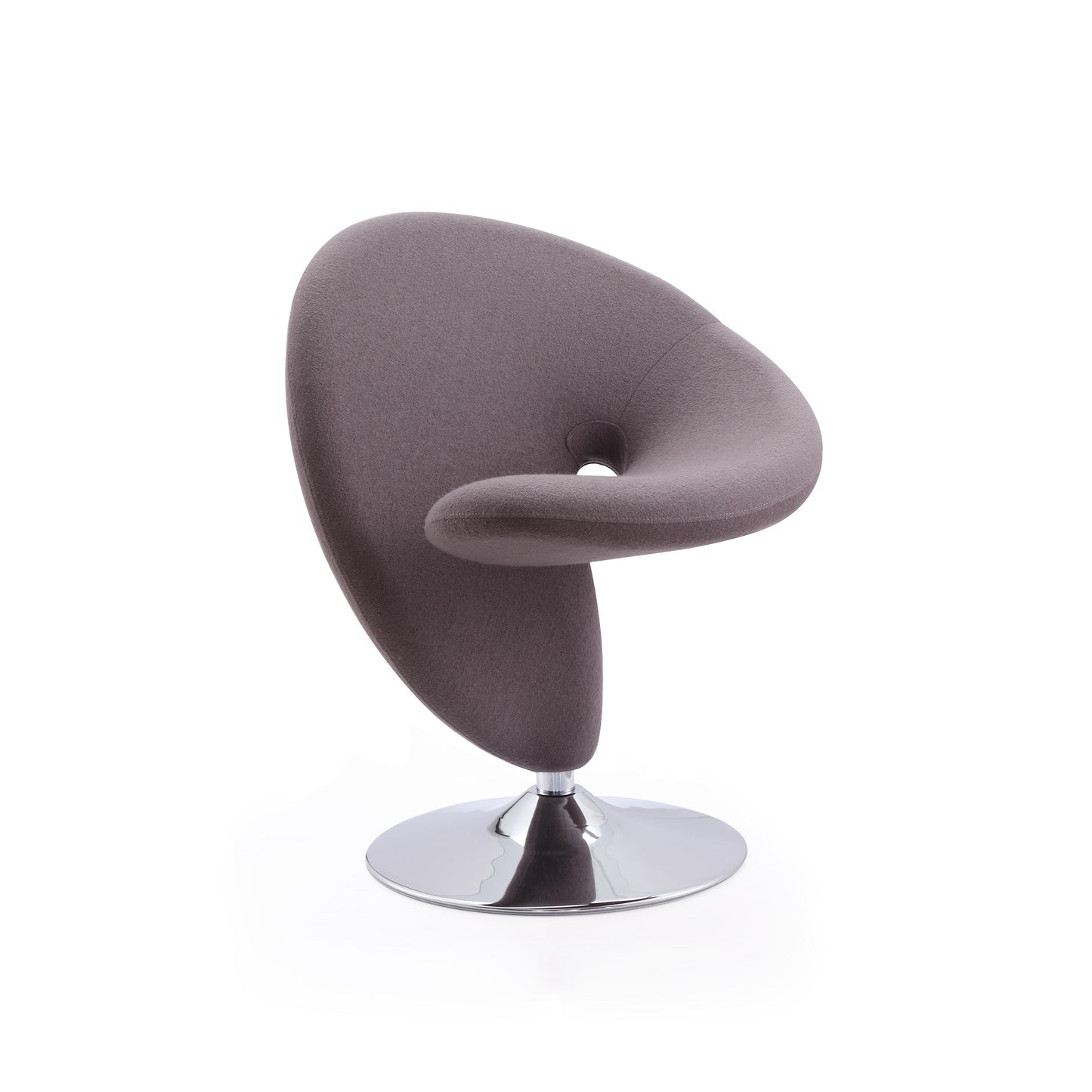 Manhattan Comfort Curl Grey and Polished Chrome Wool Blend Swivel Accent Chair AC040-GY