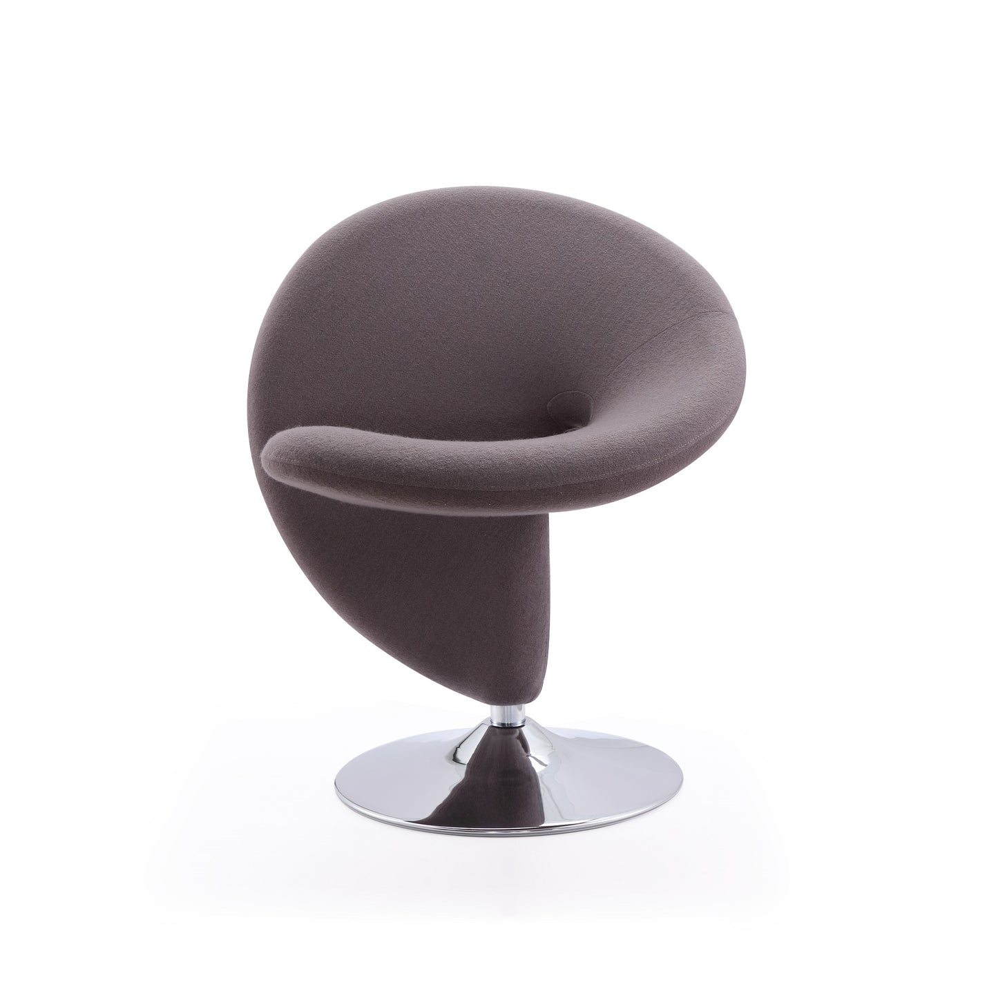 Manhattan Comfort Curl Grey and Polished Chrome Wool Blend Swivel Accent Chair AC040-GY