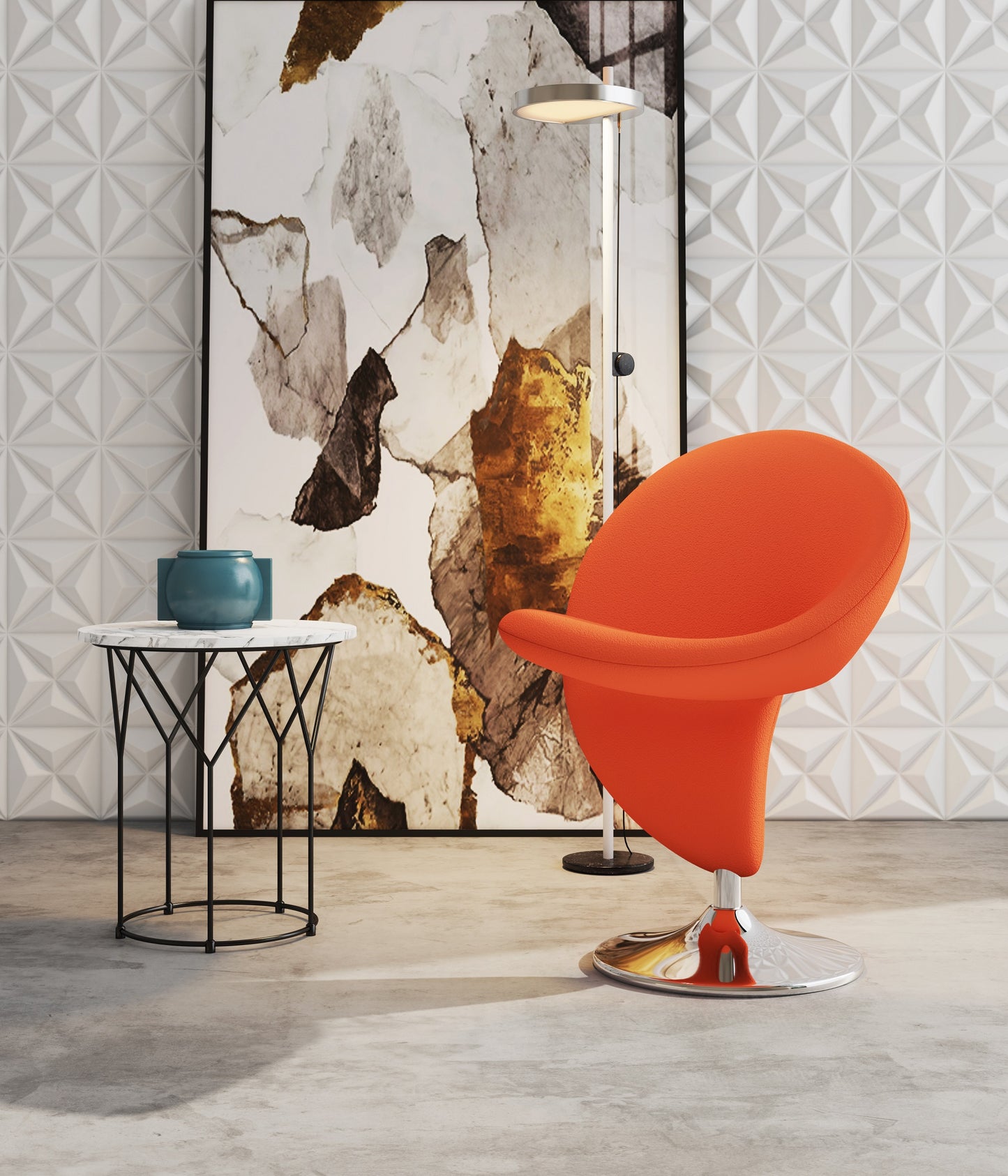 Curl Modern Wool Blend Swivel Lounge Chair in Orange AC040-OR