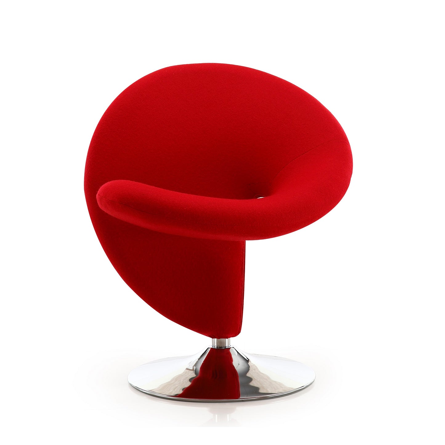 Manhattan Comfort Curl Red and Polished Chrome Wool Blend Swivel Accent Chair AC040-RD