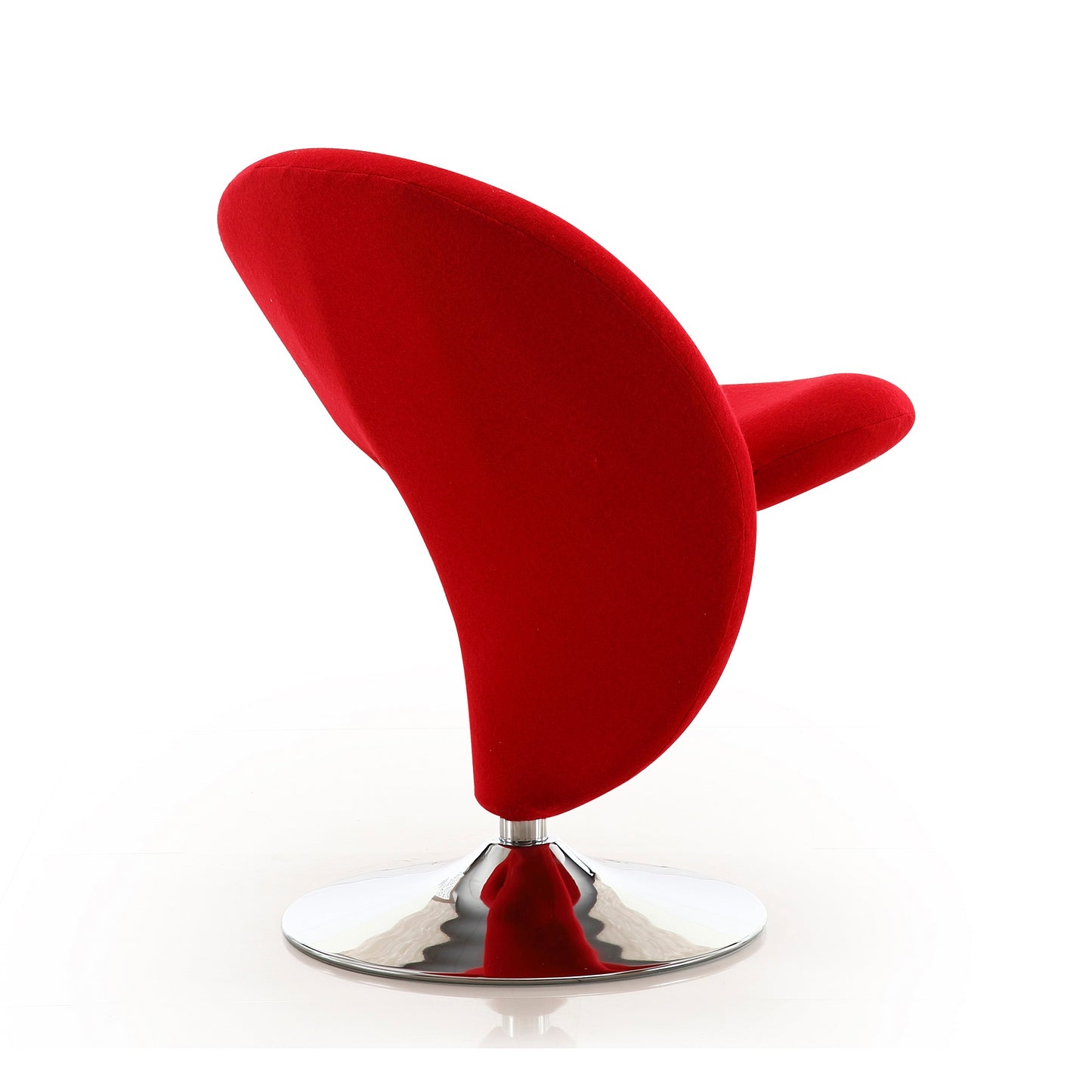 Manhattan Comfort Curl Red and Polished Chrome Wool Blend Swivel Accent Chair AC040-RD
