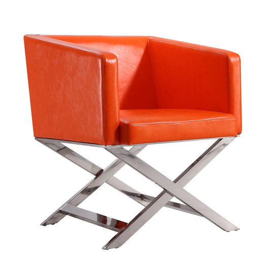 Manhattan Comfort Hollywood Orange and Polished Chrome Faux Leather Lounge Accent Chair AC050-OR