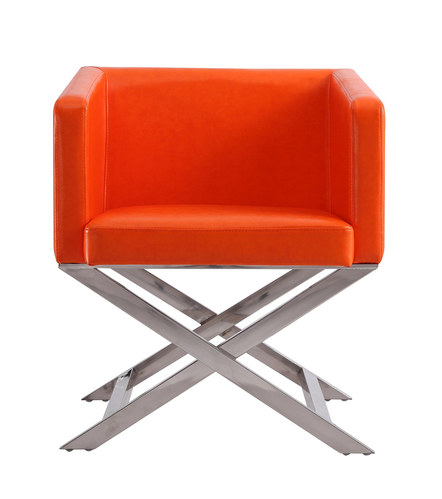 Manhattan Comfort Hollywood Orange and Polished Chrome Faux Leather Lounge Accent Chair AC050-OR