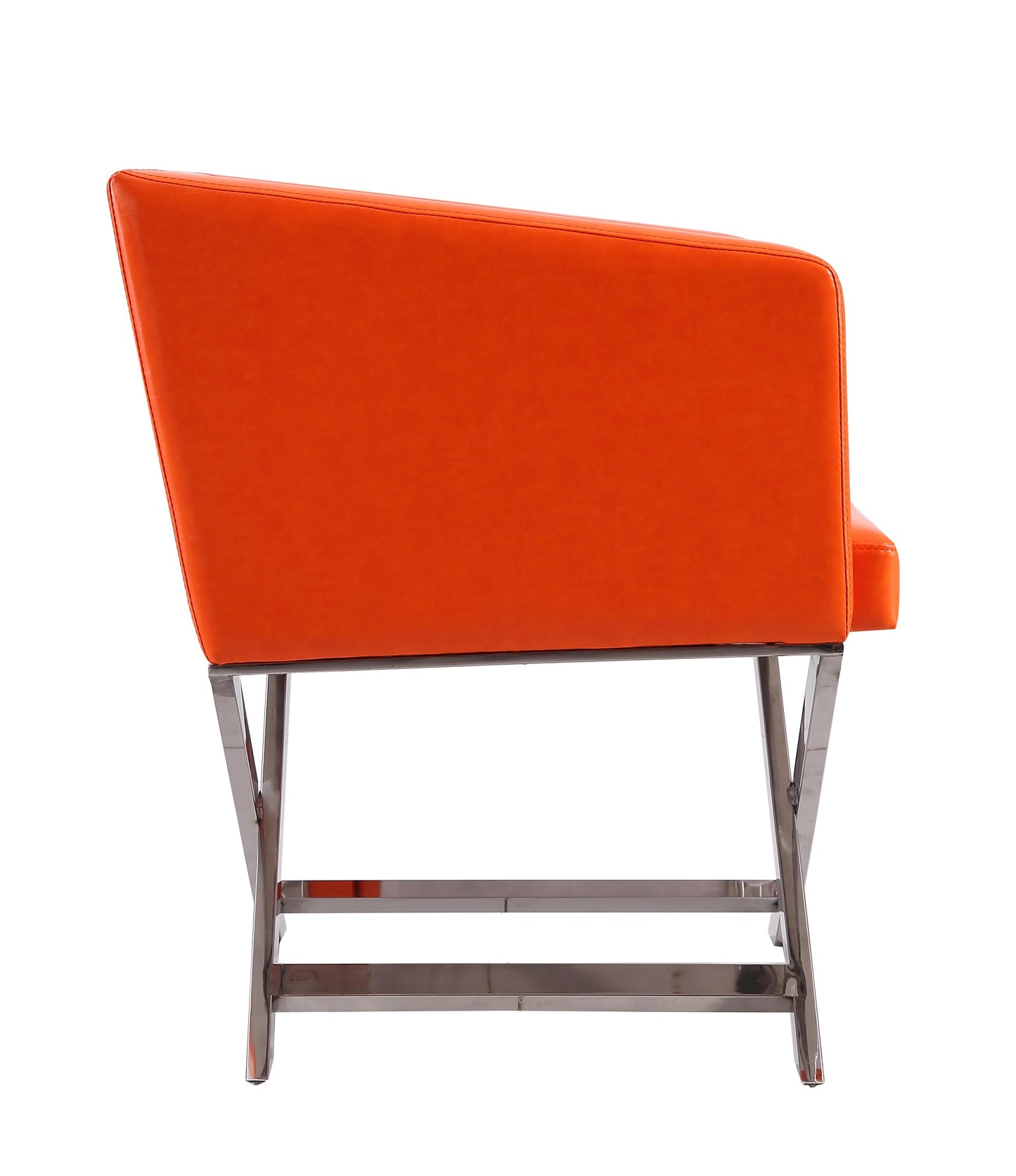 Manhattan Comfort Hollywood Orange and Polished Chrome Faux Leather Lounge Accent Chair AC050-OR