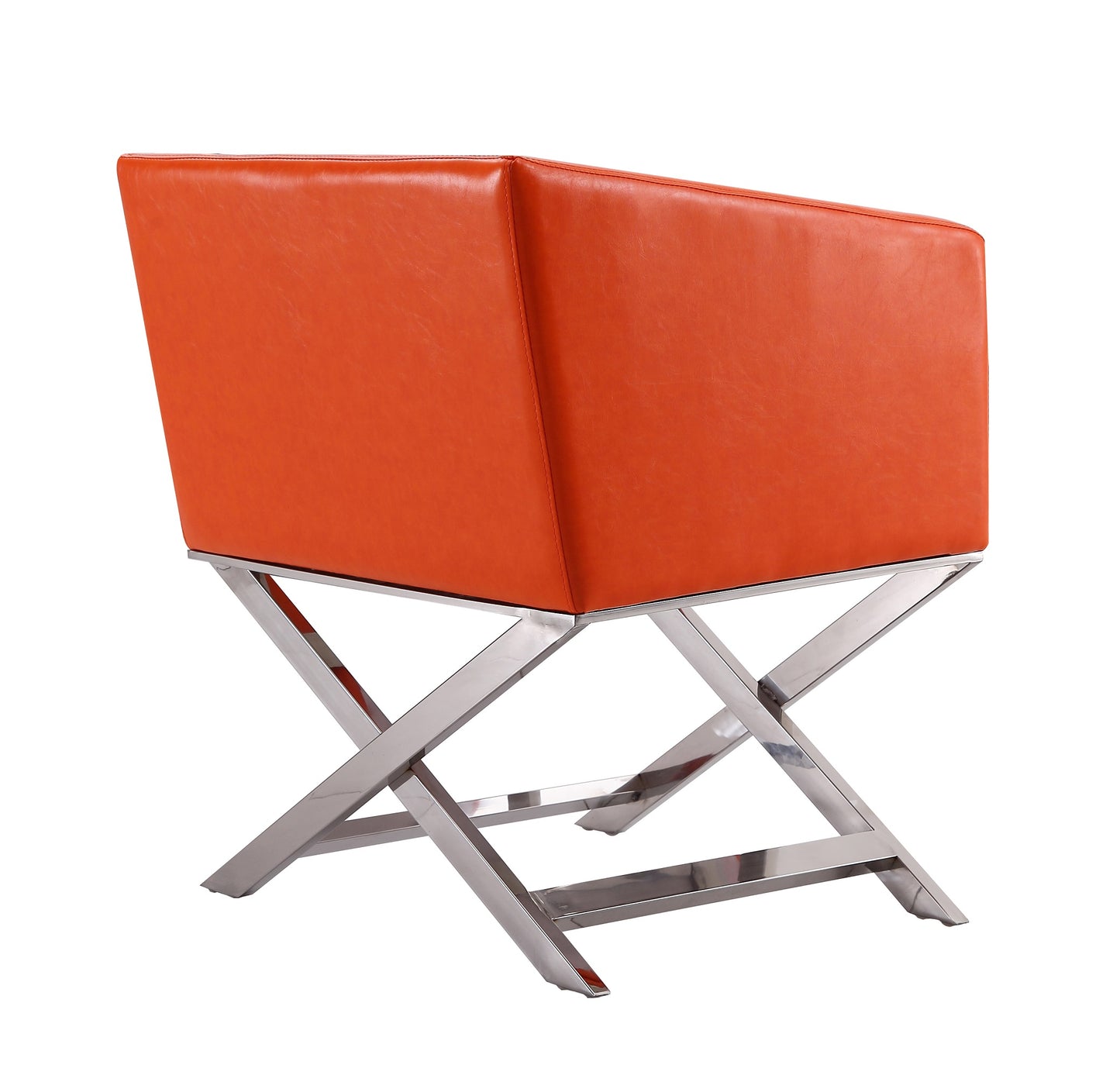 Manhattan Comfort Hollywood Orange and Polished Chrome Faux Leather Lounge Accent Chair AC050-OR
