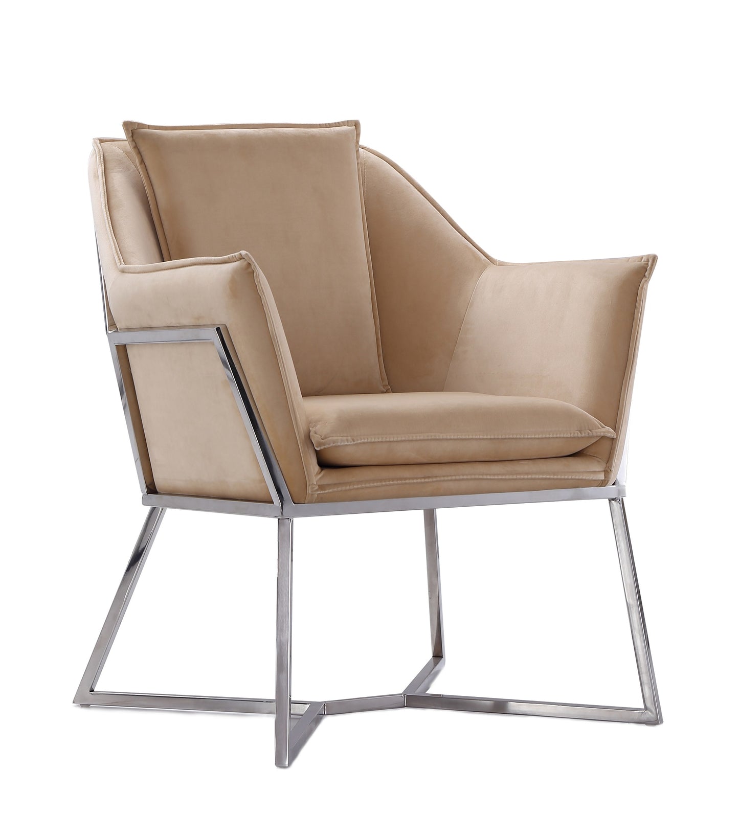 Manhattan Comfort Origami Velvet Accent Chair in Fawn AC052- FN