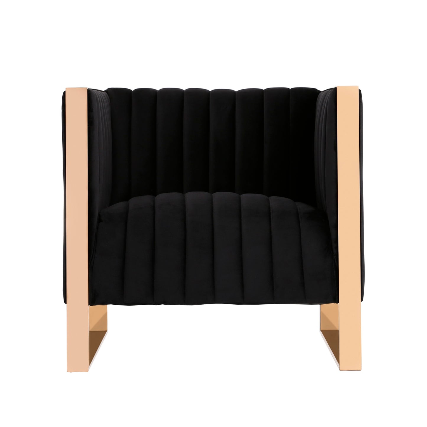Manhattan Comfort Trillium Black and Gold Velvet Accent Chair AC055-BK