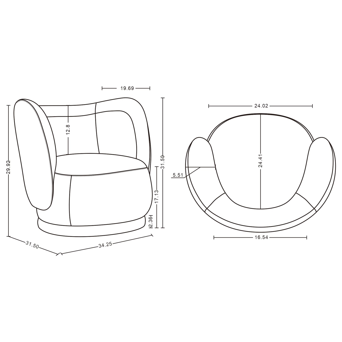 Siri Modern Upholstered Lounge Chair in Cream AC057-CR