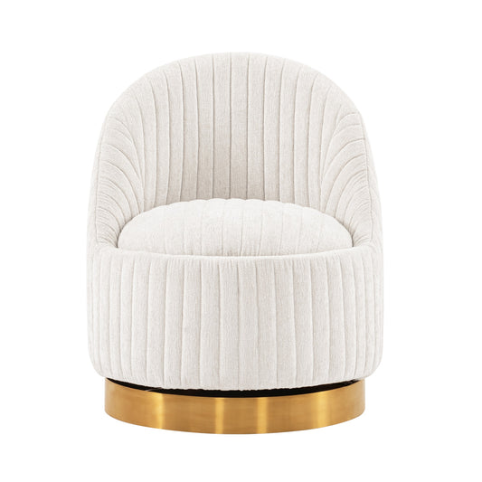 Manhattan Comfort Modern Leela Swivel Chenille Accent Chair in Cream AC058-CR