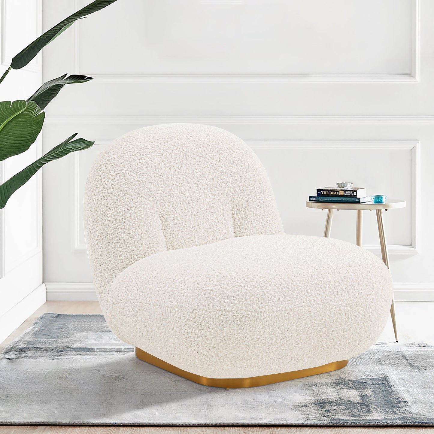 Edina Modern Boucle Lounge Chair in White AC059-WH