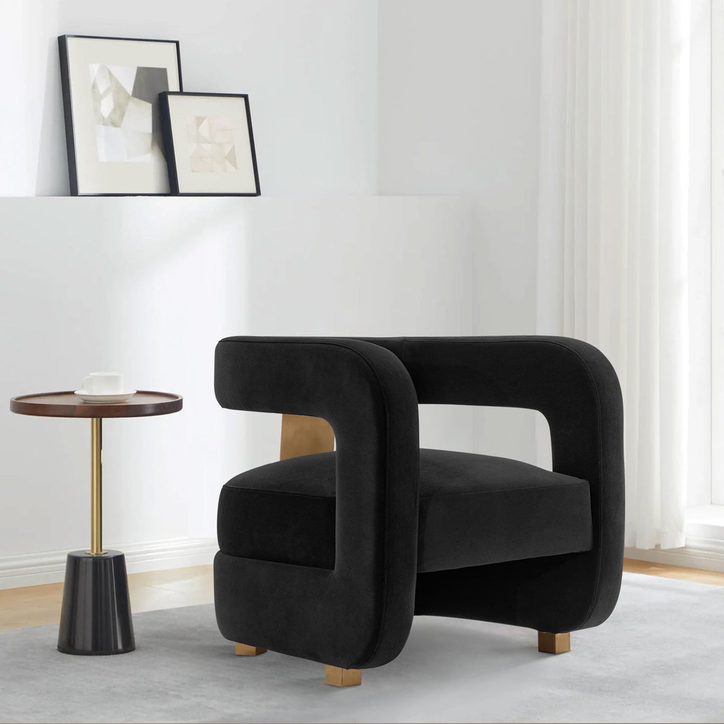 Amirah Modern Velvet Lounge Chair in Black AC060-BK