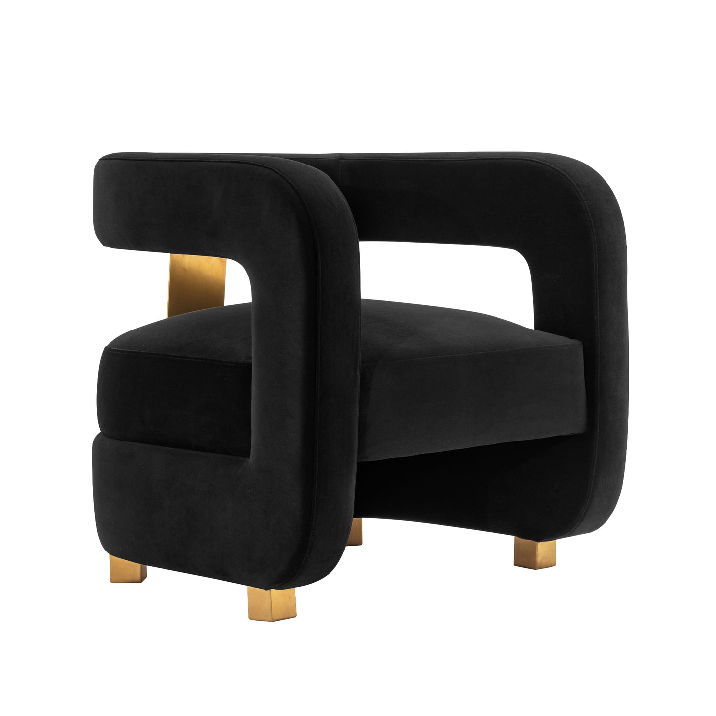 Amirah Modern Velvet Lounge Chair in Black AC060-BK