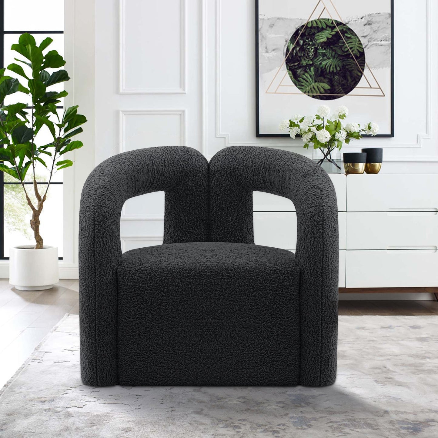 Darian Modern Boucle Lounge Chair in Black AC061-BK