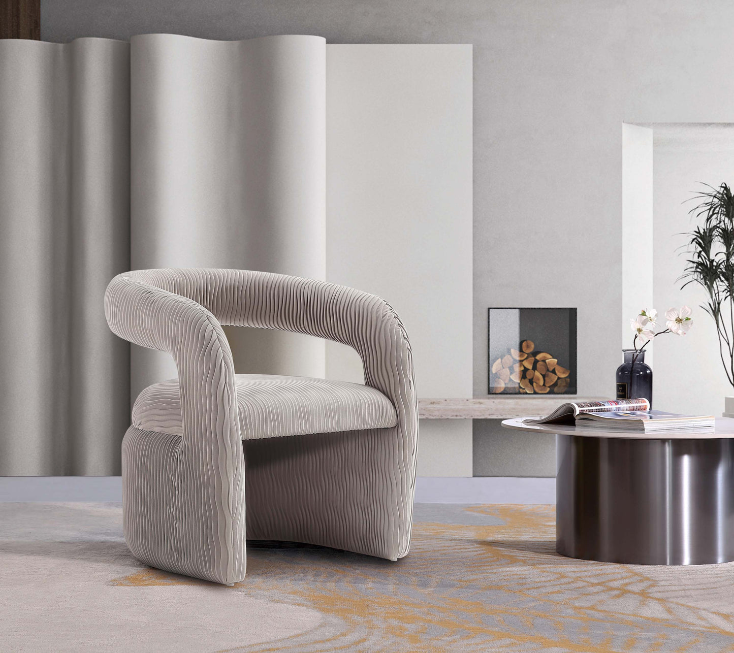 Corvette Mid-Century Modern Velvet Lounge Chair in Dove AC068-DO