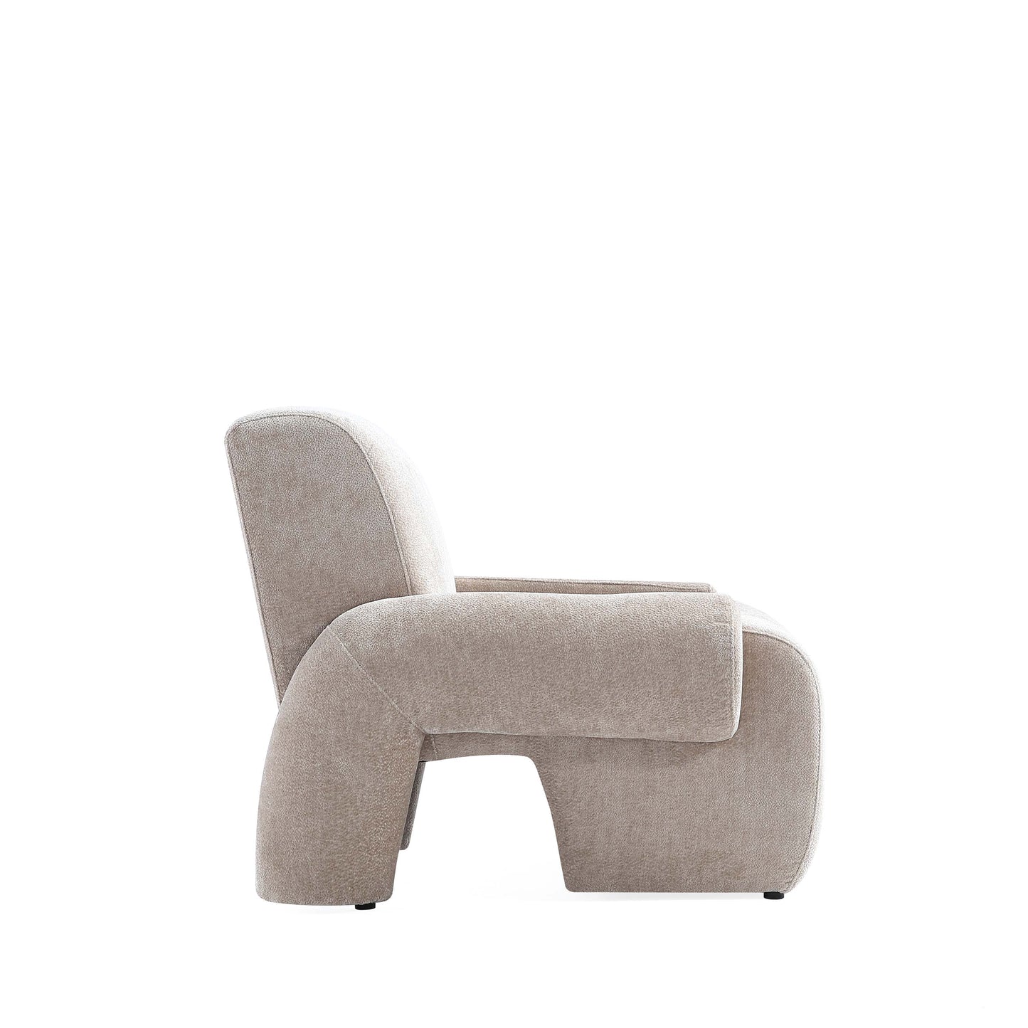Verandah Mid-Century Modern Chenille Lounge Chair in Beige AC069-BE