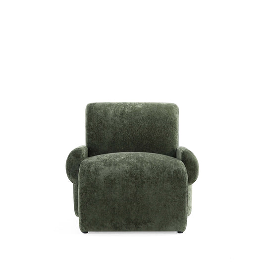 Verandah Mid-Century Modern Chenille Lounge Chair in Olive Green AC069-OG