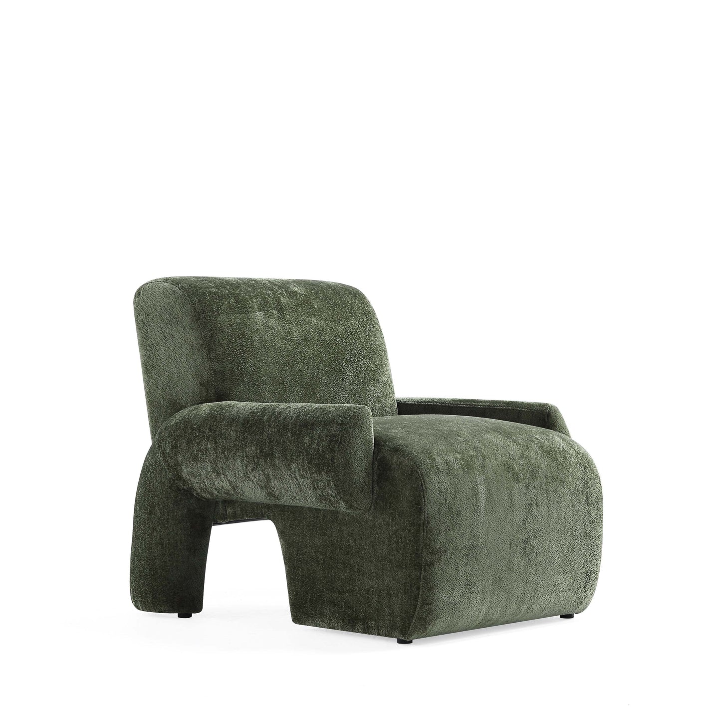 Verandah Mid-Century Modern Chenille Lounge Chair in Olive Green AC069-OG