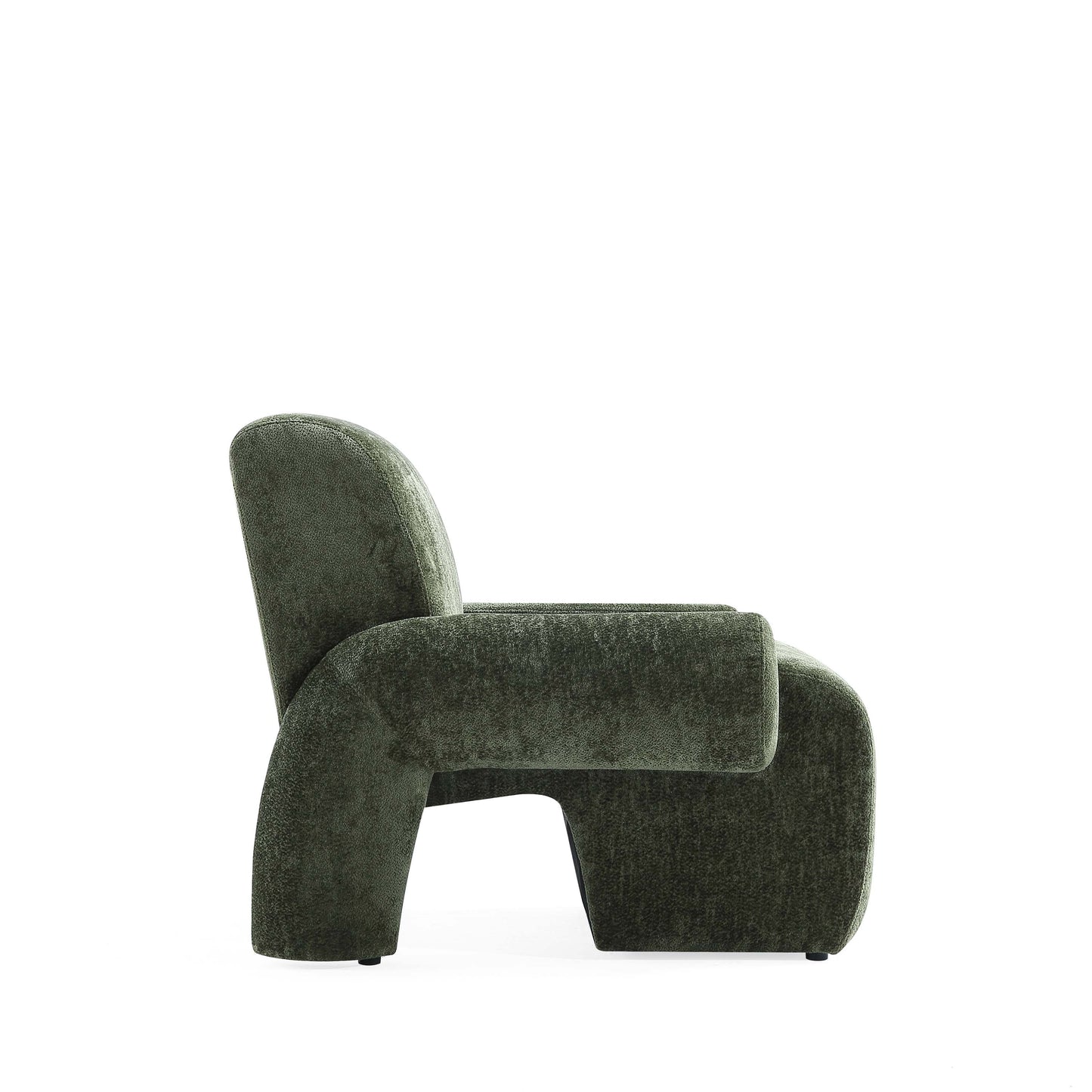 Verandah Mid-Century Modern Chenille Lounge Chair in Olive Green AC069-OG