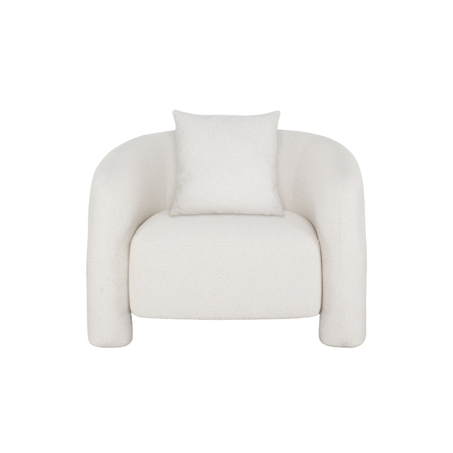 Sylvia Modern Glam Tweed Lounge Chair in Ivory AC070-AN