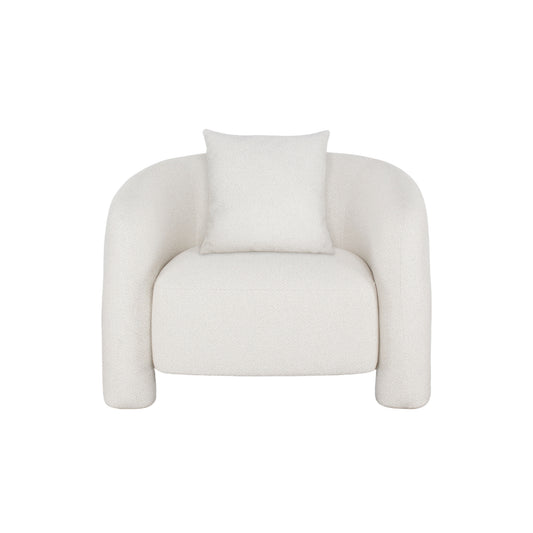 Sylvia Modern Glam Tweed Lounge Chair in Ivory AC070-AN