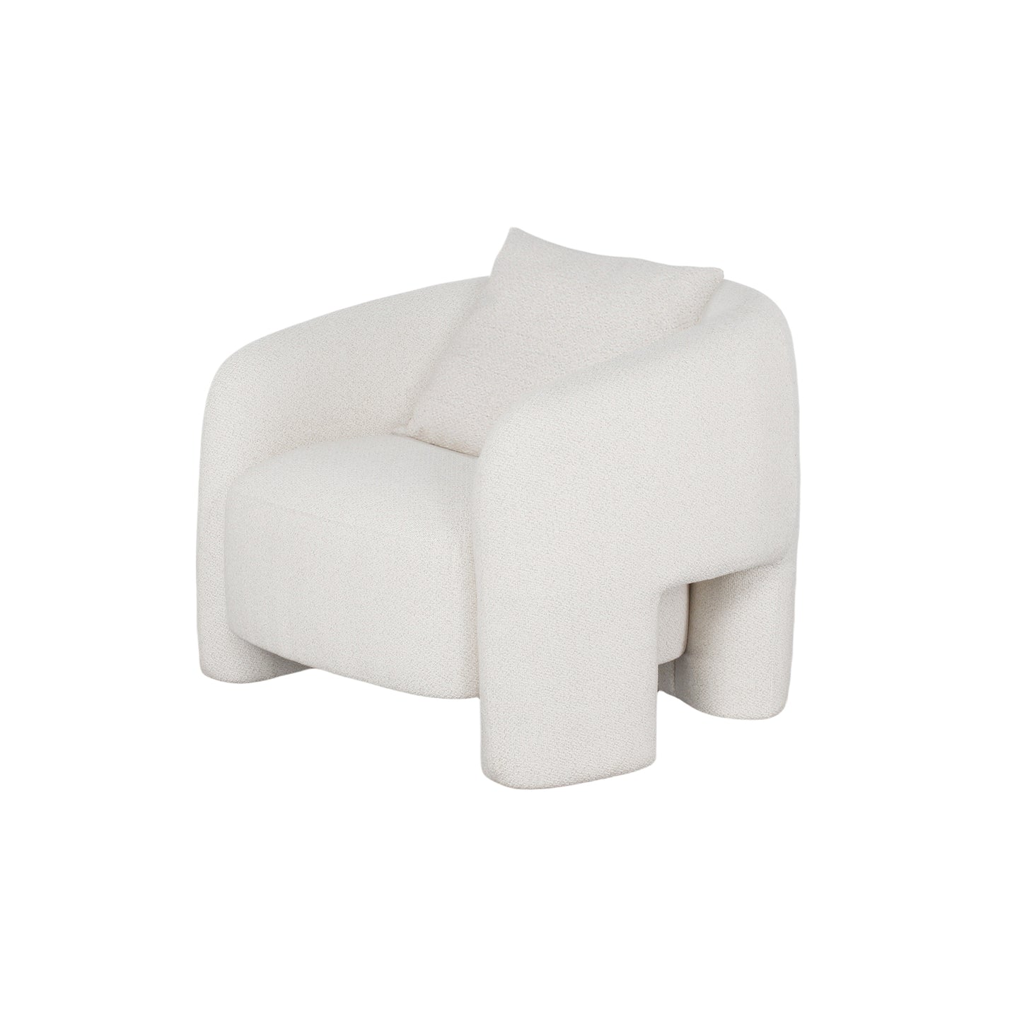 Sylvia Modern Glam Tweed Lounge Chair in Ivory AC070-AN