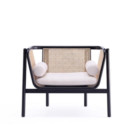 Versailles Industry Chic Cane Wood Accent Armchair in Cream ACCA01-CR