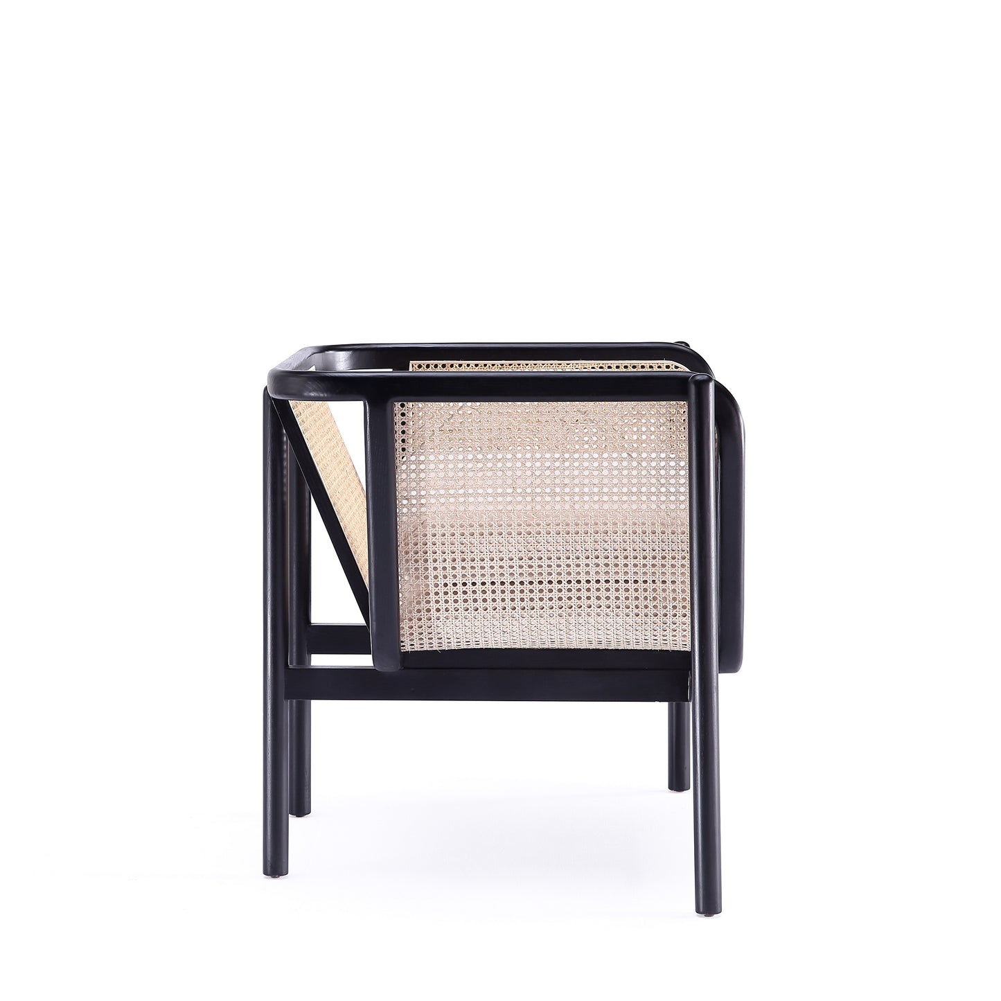 Manhattan Comfort Versailles Accent Chair in Black, Natural Cane and Cream ACCA01-CR