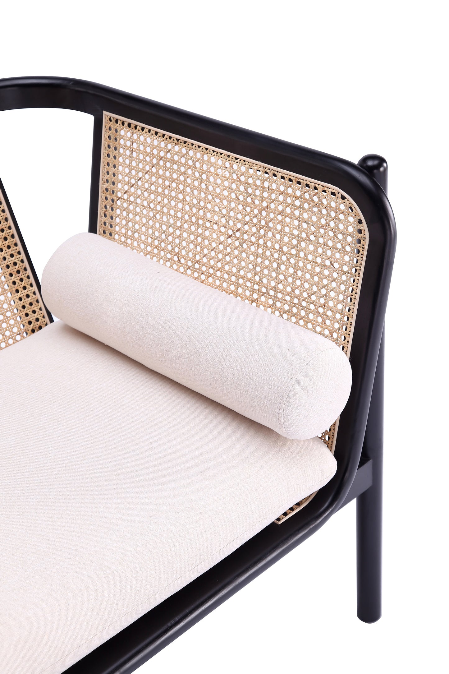 Manhattan Comfort Versailles Accent Chair in Black, Natural Cane and Cream ACCA01-CR