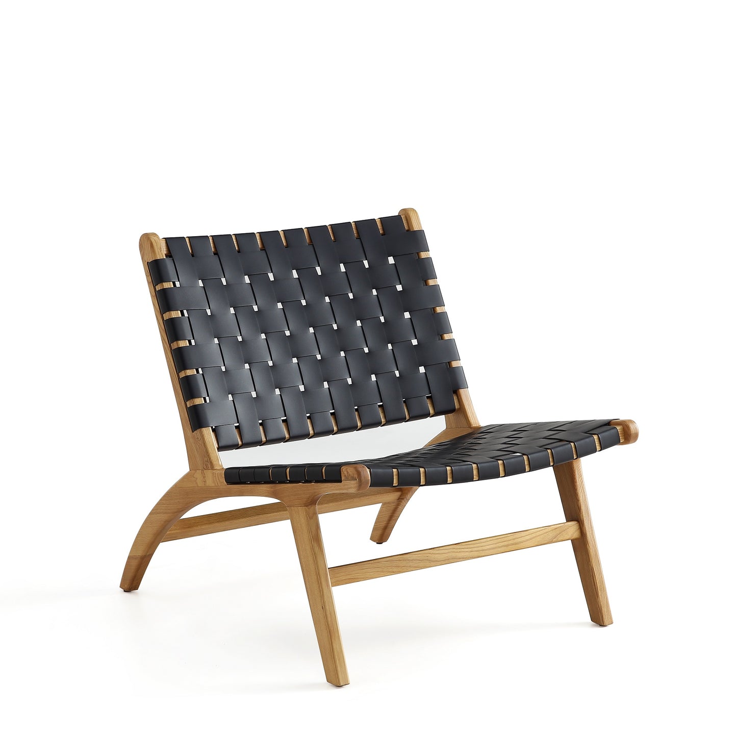 Maintenon Industry Chic Wood Vegan Leather Accent Chair in Black and Natural ACCA03-NA