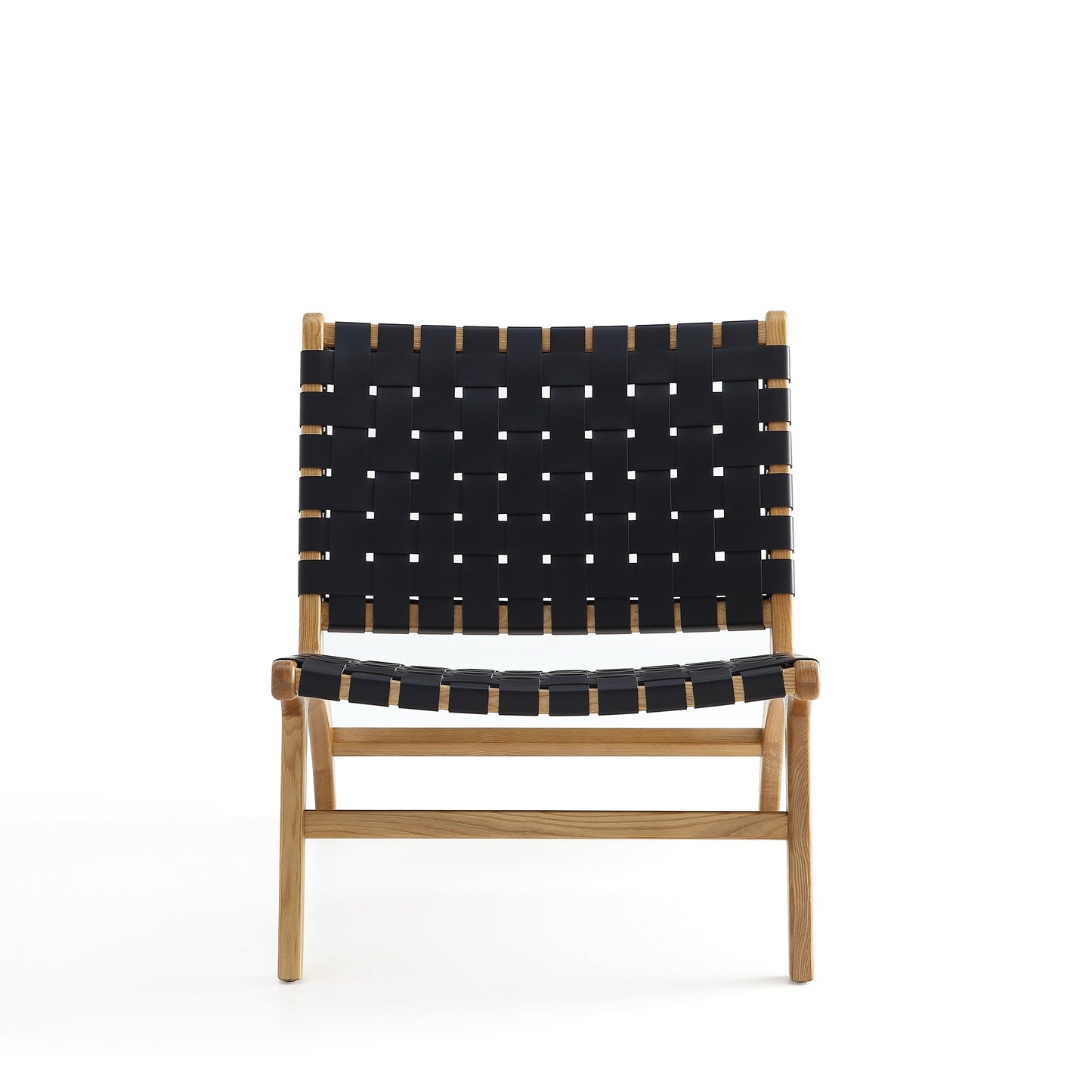Maintenon Industry Chic Wood Vegan Leather Accent Chair in Black and Natural ACCA03-NA