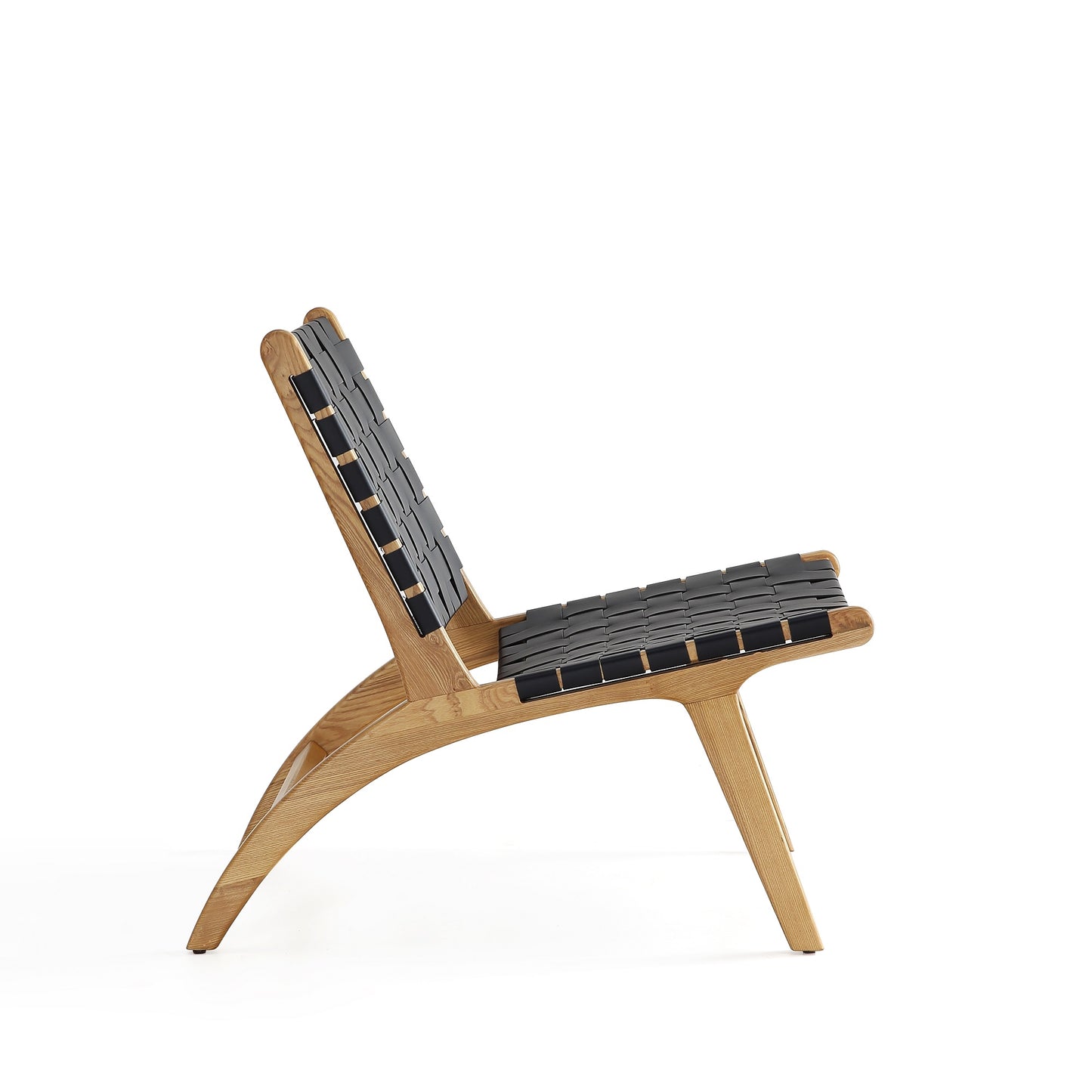 Maintenon Industry Chic Wood Vegan Leather Accent Chair in Black and Natural ACCA03-NA