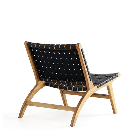 Manhattan Comfort Maintenon Leatherette Accent Chair in Black with Nature Feet ACCA03-NA