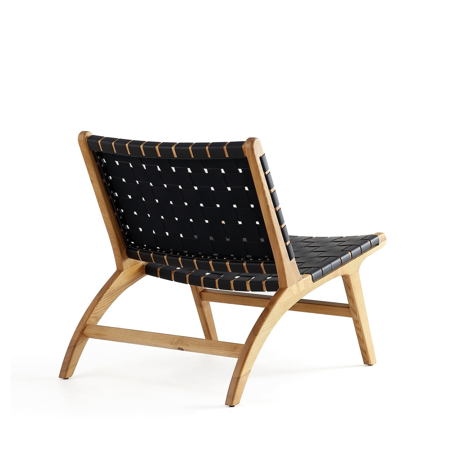 Maintenon Industry Chic Wood Vegan Leather Accent Chair in Black and Natural ACCA03-NA