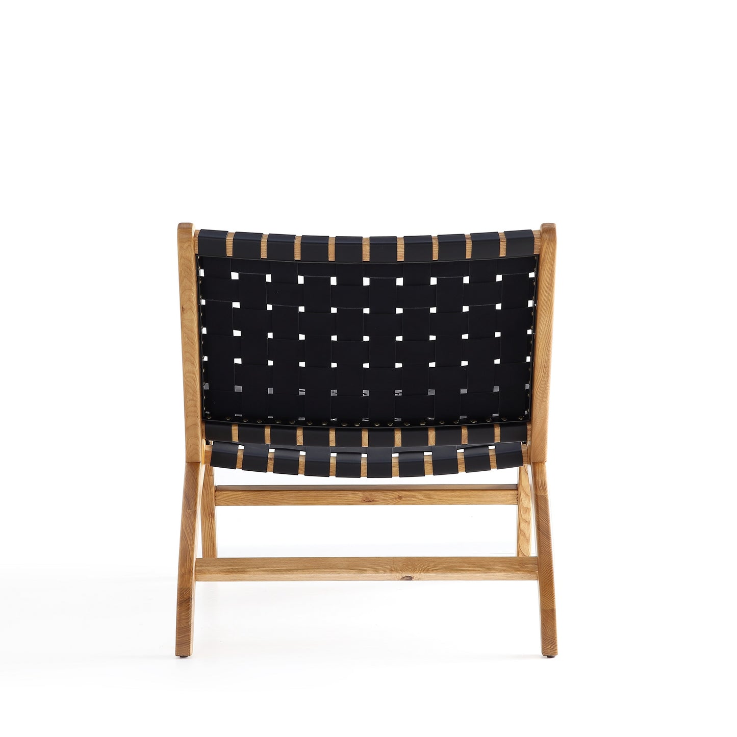 Maintenon Industry Chic Wood Vegan Leather Accent Chair in Black and Natural ACCA03-NA