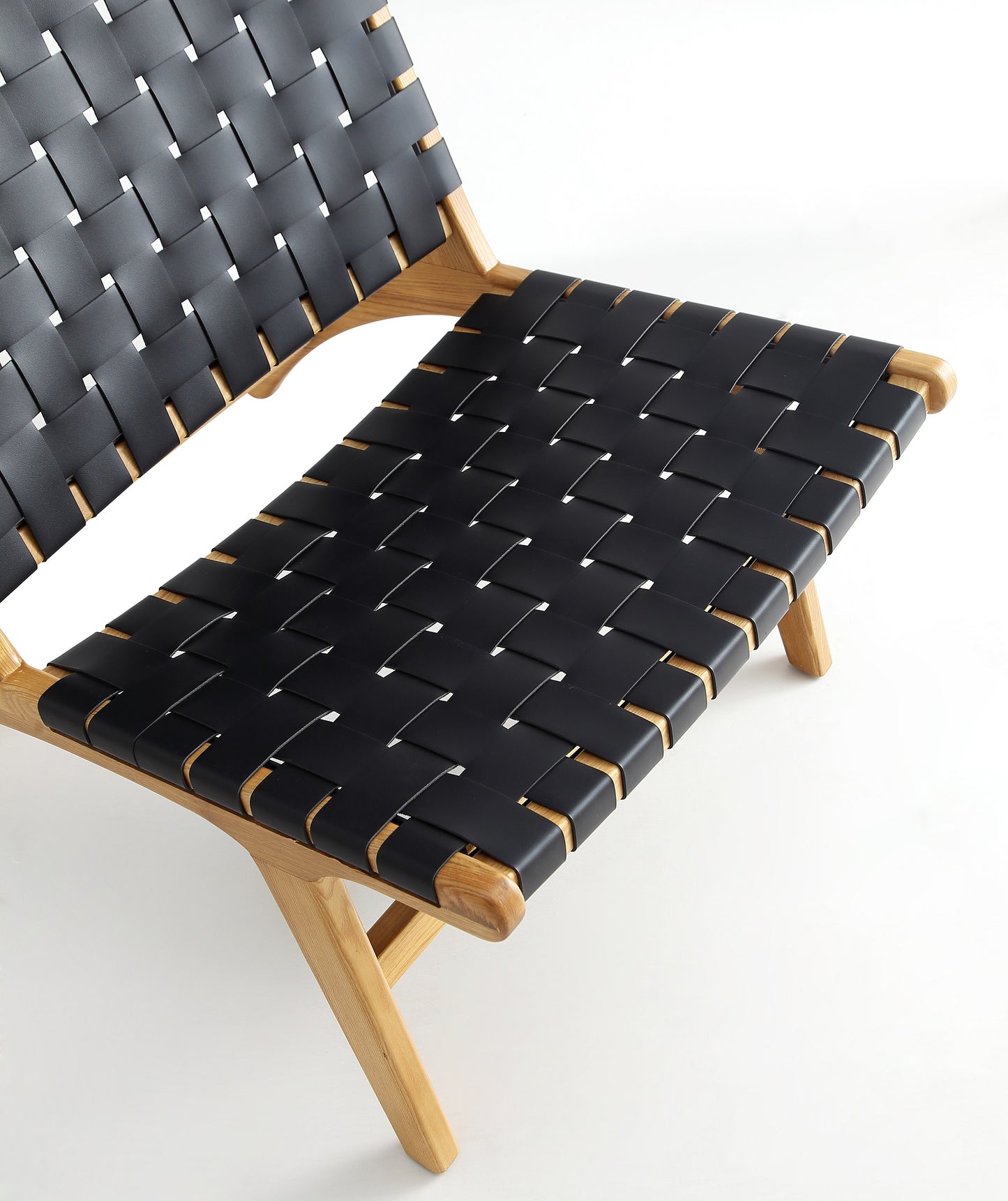 Maintenon Industry Chic Wood Vegan Leather Accent Chair in Black and Natural ACCA03-NA