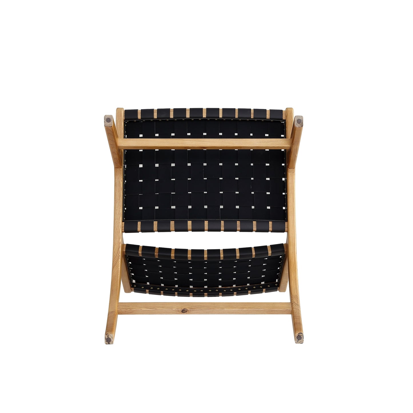 Maintenon Industry Chic Wood Vegan Leather Accent Chair in Black and Natural ACCA03-NA