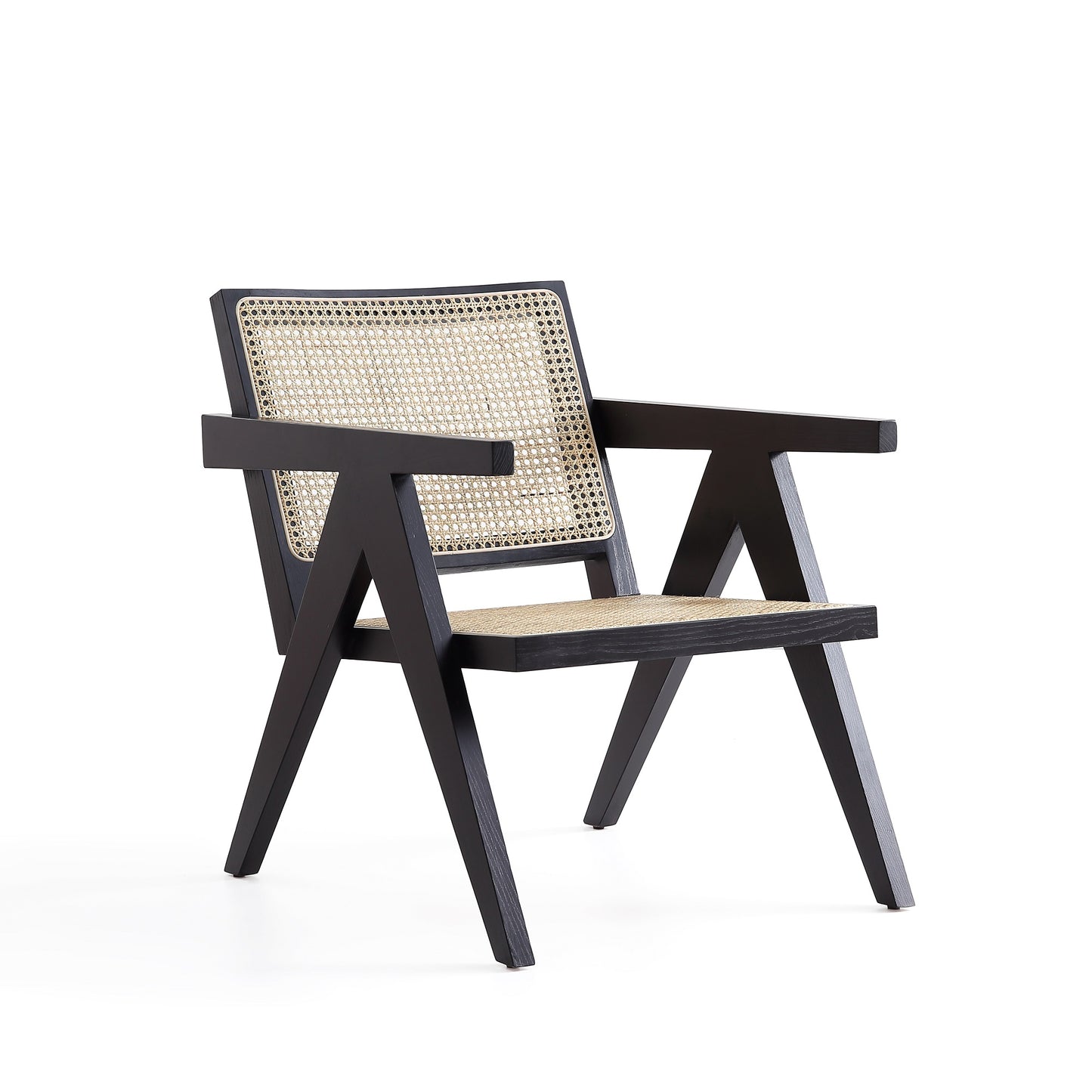 Manhattan Comfort Hamlet Accent Chair in Black and Natural Cane ACCA04-BK