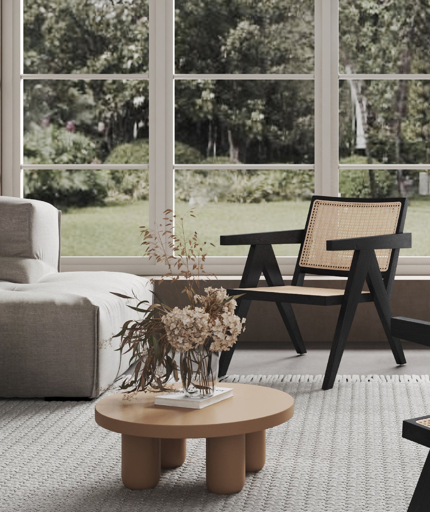 Manhattan Comfort Hamlet Accent Chair in Black and Natural Cane ACCA04-BK